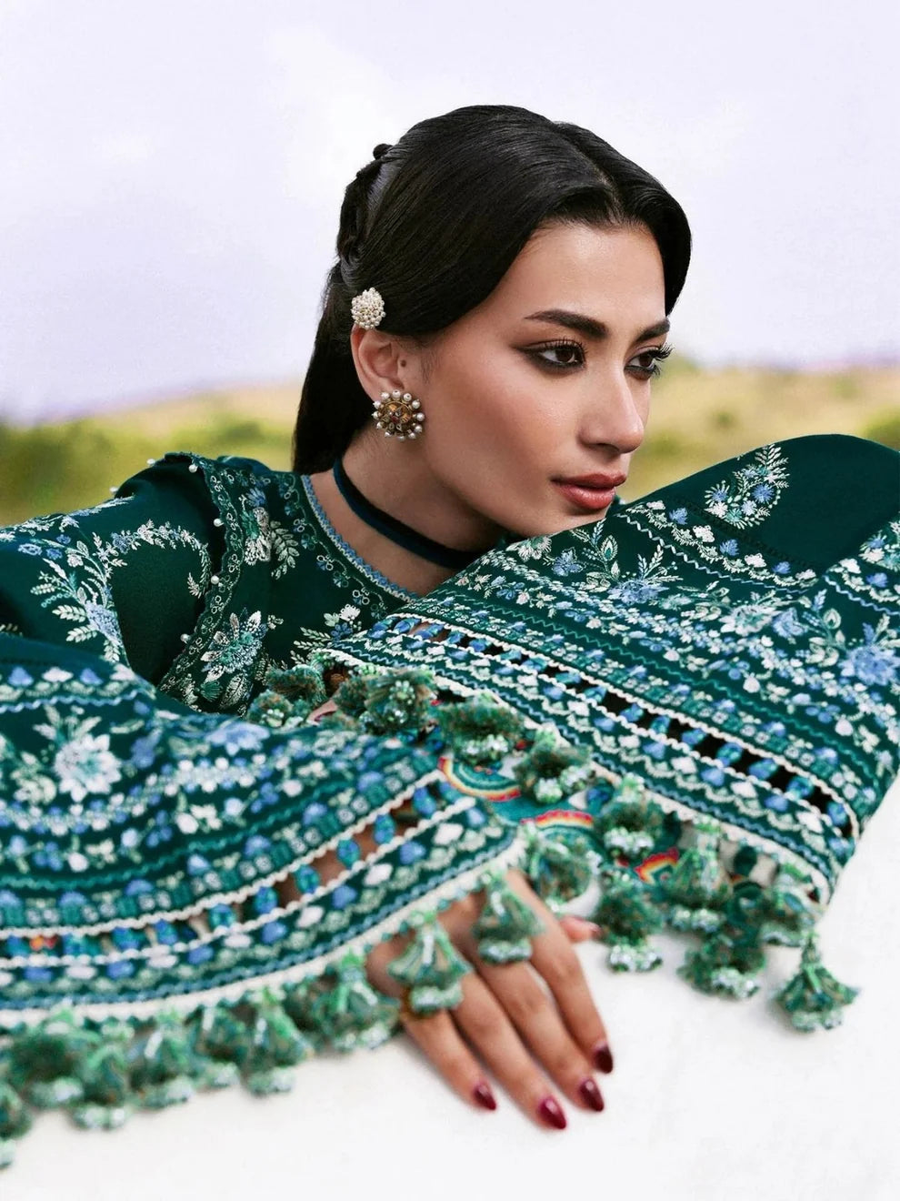 Dhanak 3pc fully embroidered winter collection suit