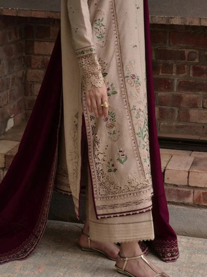 Dhanak 3pc unstitched winter collection embroidered suit
