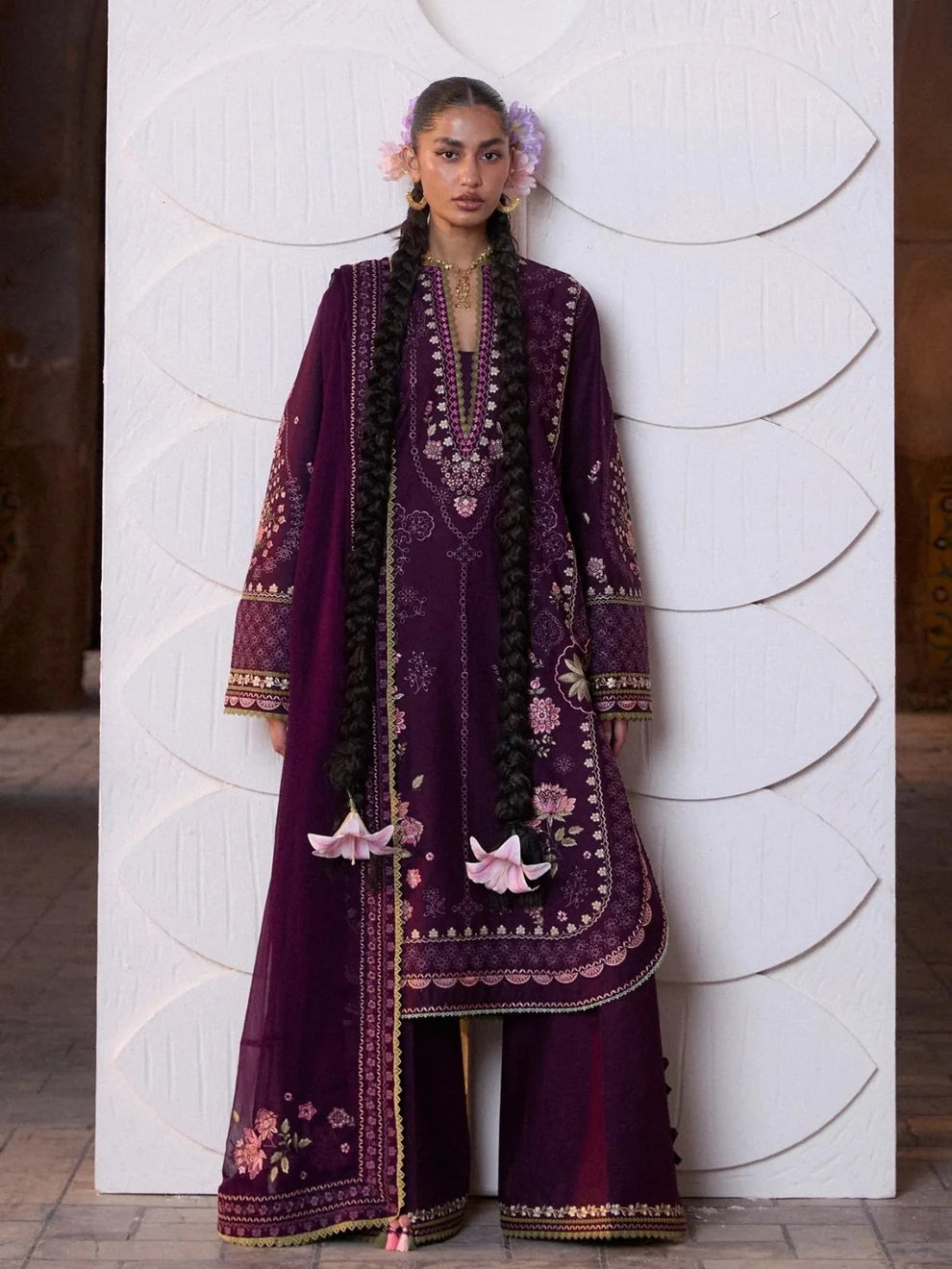Dhanak 3pc unstitched embroidered female collection winter new arrivals suit