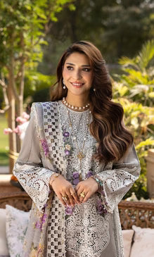DHANAK Embroidered 3 Piece Chikn Kari RTW SHAWL Embroidered - ELM - RAMSHA
