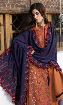 Unstitched Dhanak Embroidered 3PC RTW Embroidered Dupatta - KAMAL
