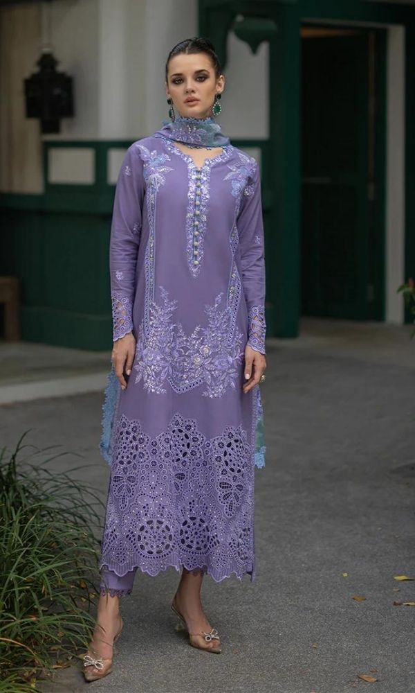 Lawn chicken kari 3pc unstitched heavy embroidered suit