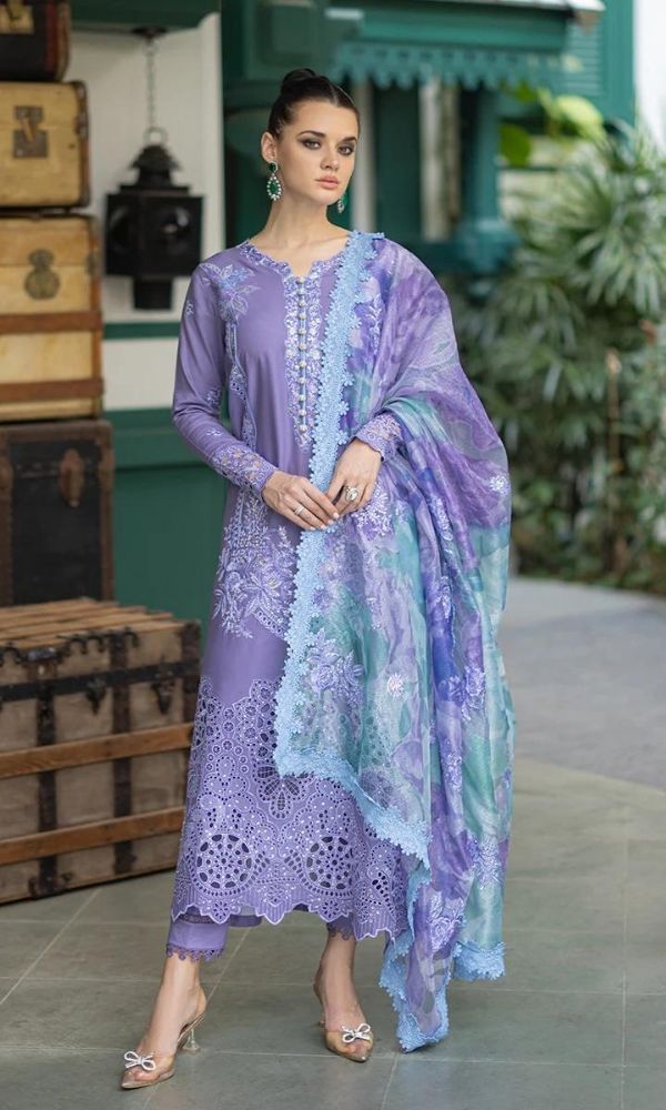 Lawn chicken kari 3pc unstitched heavy embroidered suit