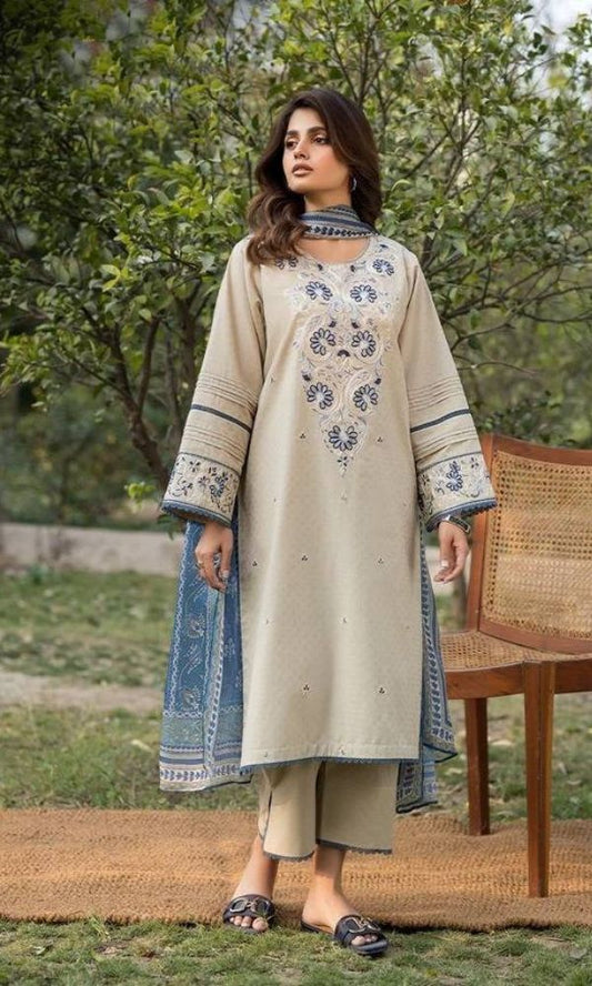 Lawn 3pc unstitched embroidered summer collection suit