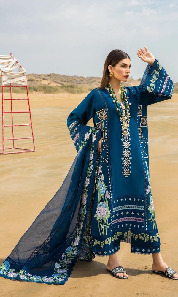 Lawn 3pc unstitched heavy embroidered suit