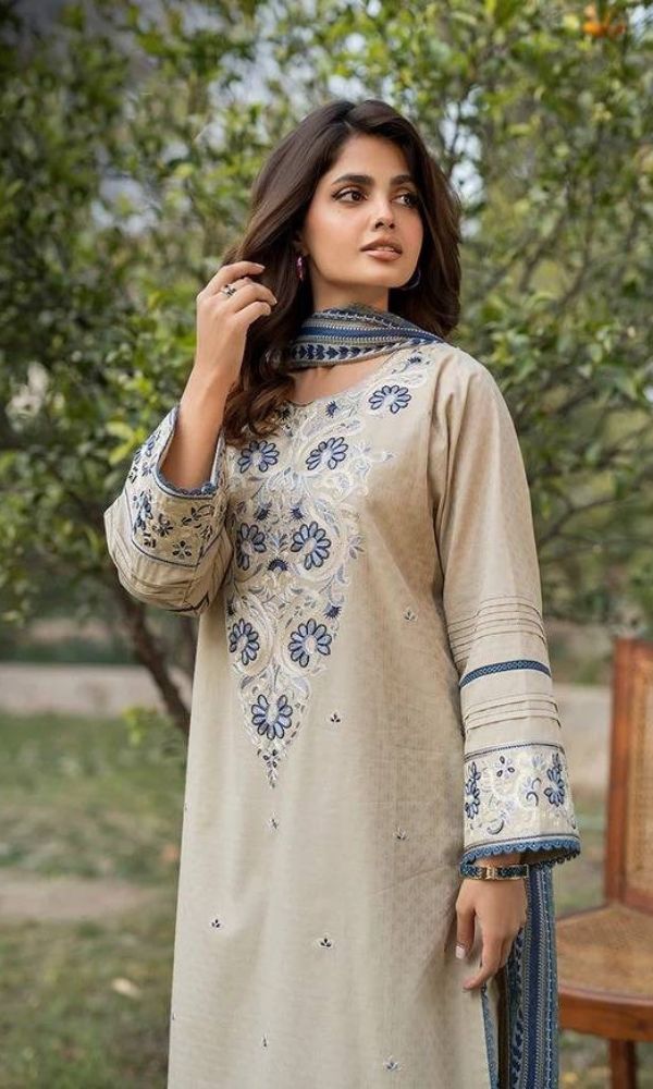 Lawn 3pc unstitched embroidered summer collection suit