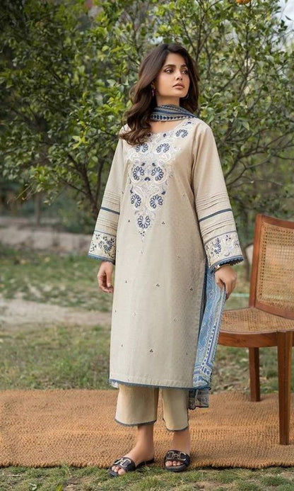 Lawn 3pc unstitched embroidered summer collection suit