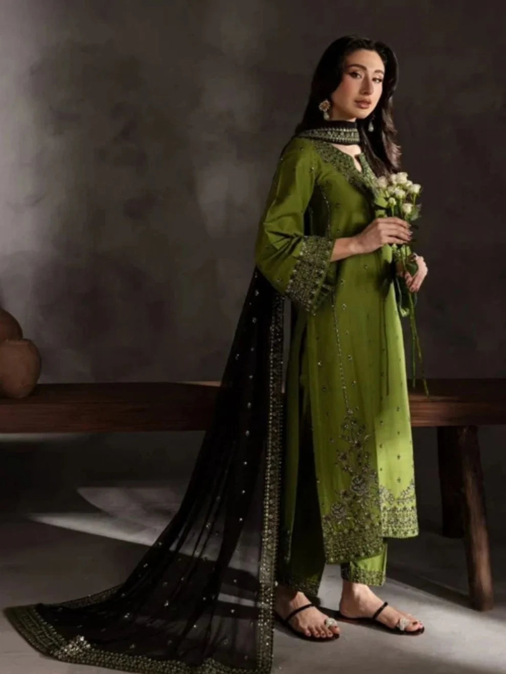 Dhanak 3pc unstitched embroidered winter collection suit
