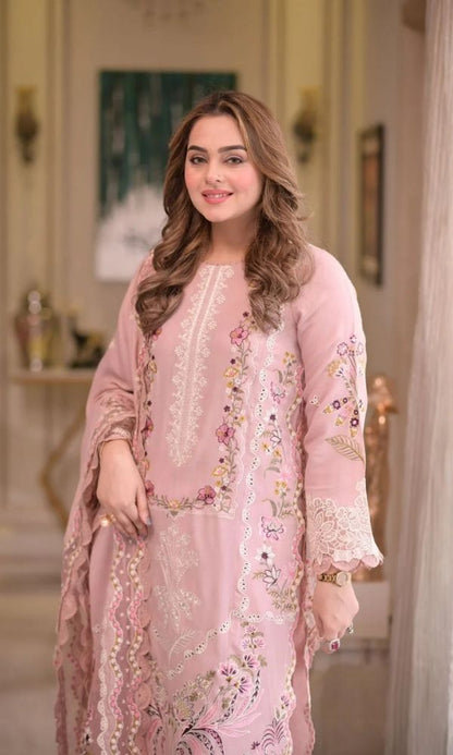Premium Lawn 3pc usntitched embroidered summer collection suit