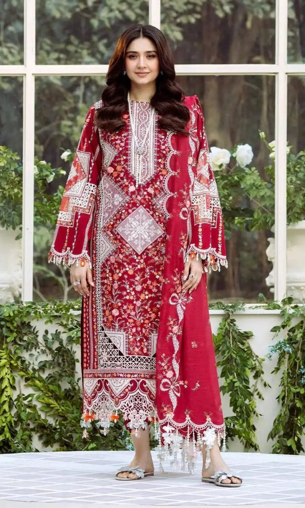 Lawn 3pc unstitched embroidered summer collection suit