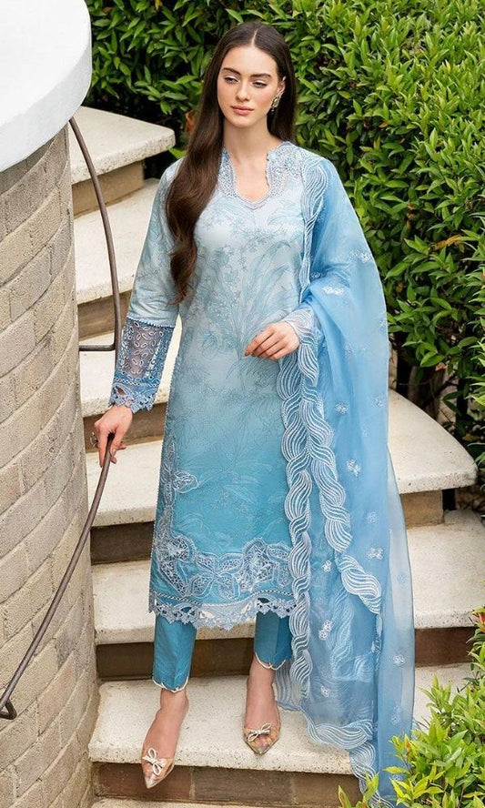 Lawn 3pc digital printed suit with patches