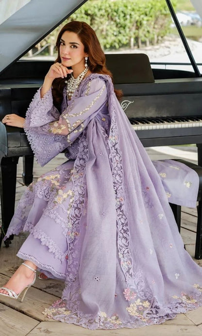 Lawn 3pc unstitched fully embroidered summer collection suit