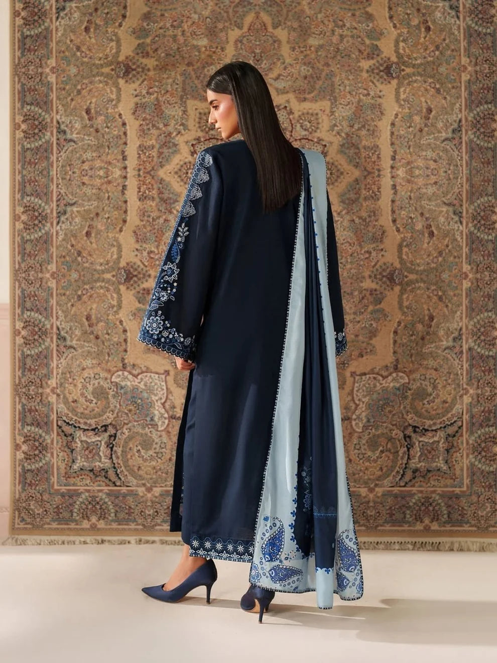 Dhanak 3pc unstitched embroidered winter collection suit