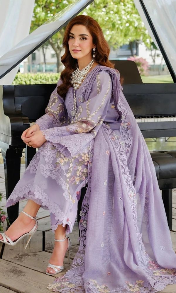 Lawn 3pc unstitched fully embroidered summer collection suit