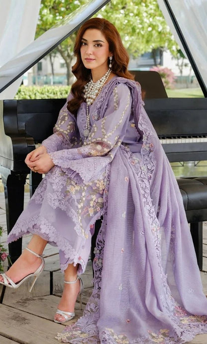 Lawn 3pc unstitched fully embroidered summer collection suit