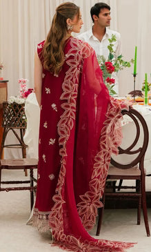 3 Piece Slub Khaddar Heavy Embroidery Unstitch Slub Ready-to-Wear Dupatta-KW1147