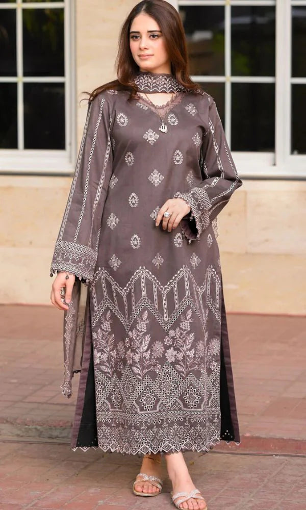Lawn 3pc unstitched summer collection embroidered suit