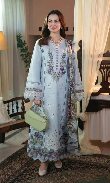 Lawn 3pc unstitched embroidered summer collection suit