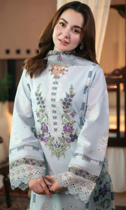 Lawn 3pc unstitched embroidered summer collection suit