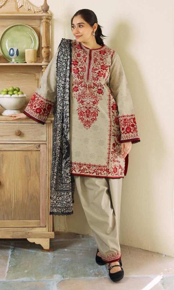 Lawn 3pc unstitched heavy embroidered suit
