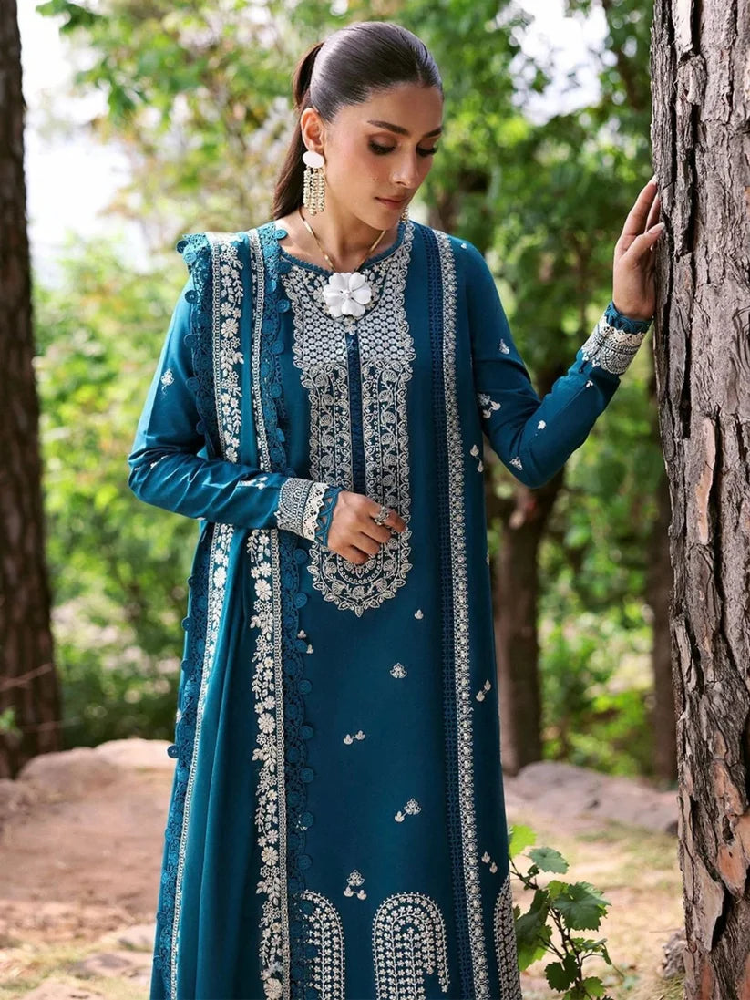 Dhanak 3pc unstitched winter collection embroidered suit