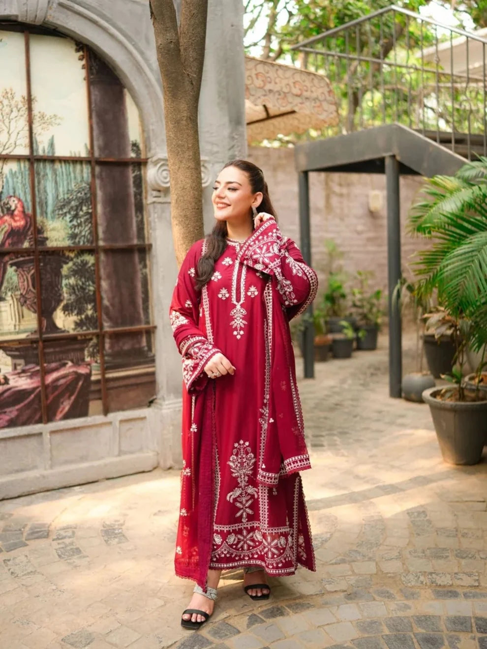 Dhanak 3pc unstitched fully beautiful embroidered winter collection suit