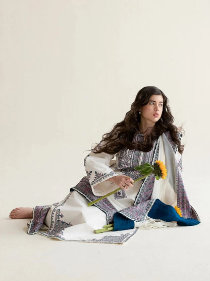 Dhanak 3pc unstitched fully embriodered winter collection suit