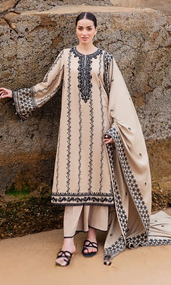 Dhanak 3pc unstitched embroidered collection