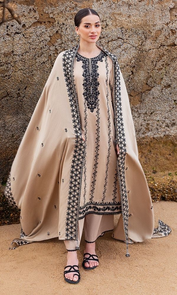 Dhanak 3pc unstitched embroidered collection