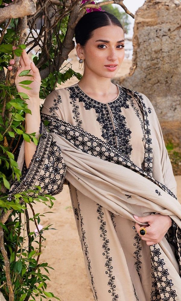 Dhanak 3pc unstitched embroidered collection