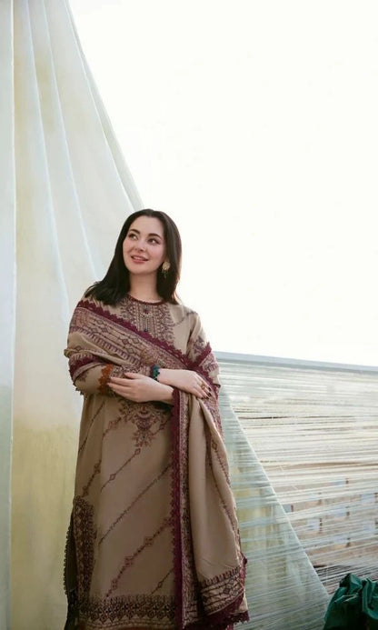 Dhanak 3pc unstitched embroidered winter collection suit