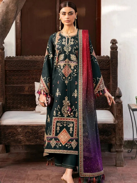 Dhanak 3pc unstitched embroidered winter collection suit