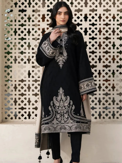 Dhanak 3pc usntitched winter collection embroidered suit