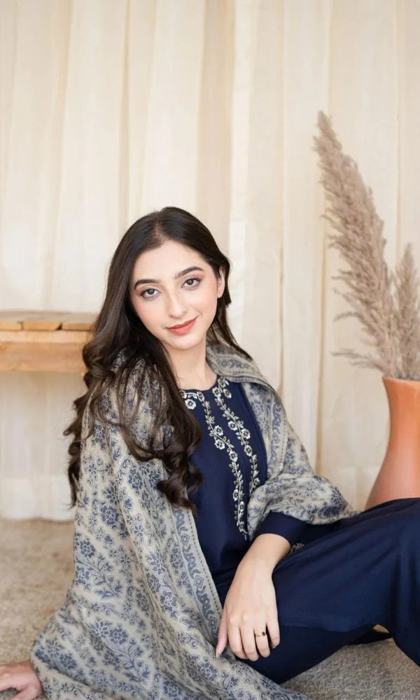Dhanak 3pc unstitched embroidered suit