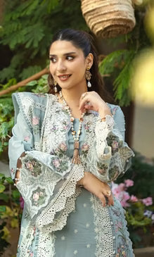 Embroidered Dhanak Suits Unstitched 3 Piece Unstitched - SAMAA
