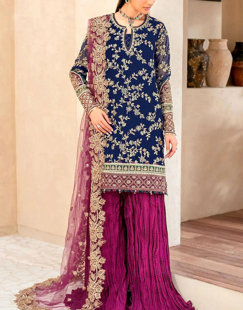 Adorable Heavy Embroidered Formal Chiffon Wedding Wear Dress