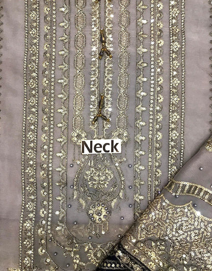 Graceful Embroidered Grey Chiffon Dress for Formal & Party Ready Look