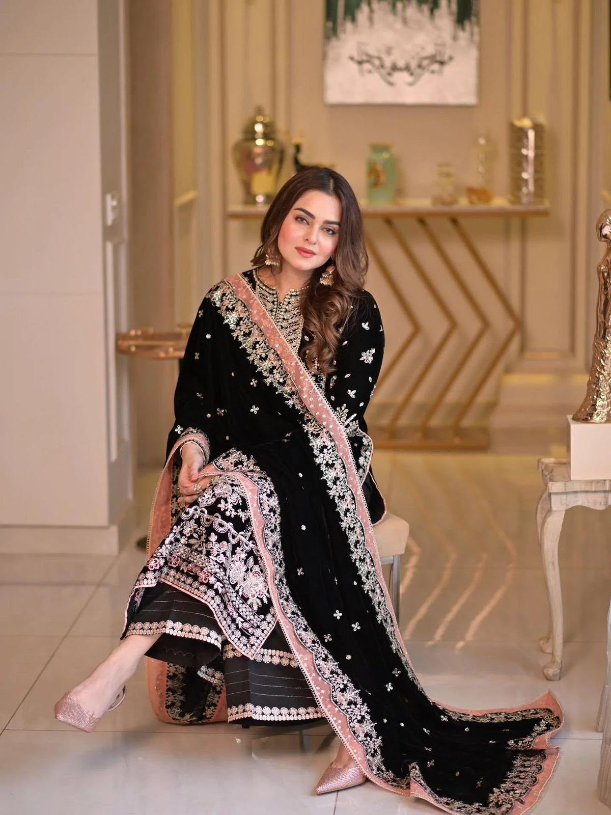 Velvet 11000 micro gram  heavy sequence embroidered 3pc suit