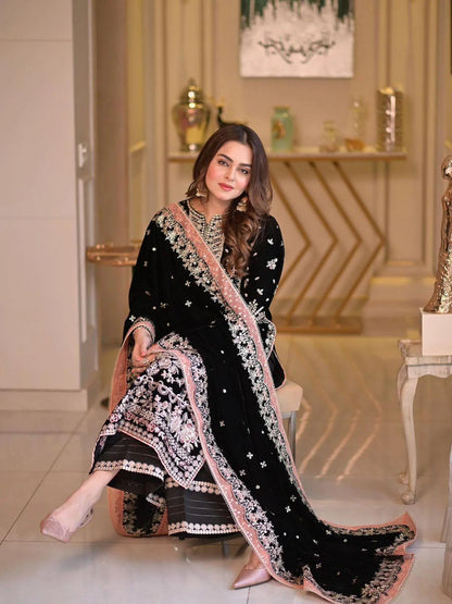 Velvet 11000 micro gram  heavy sequence embroidered 3pc suit