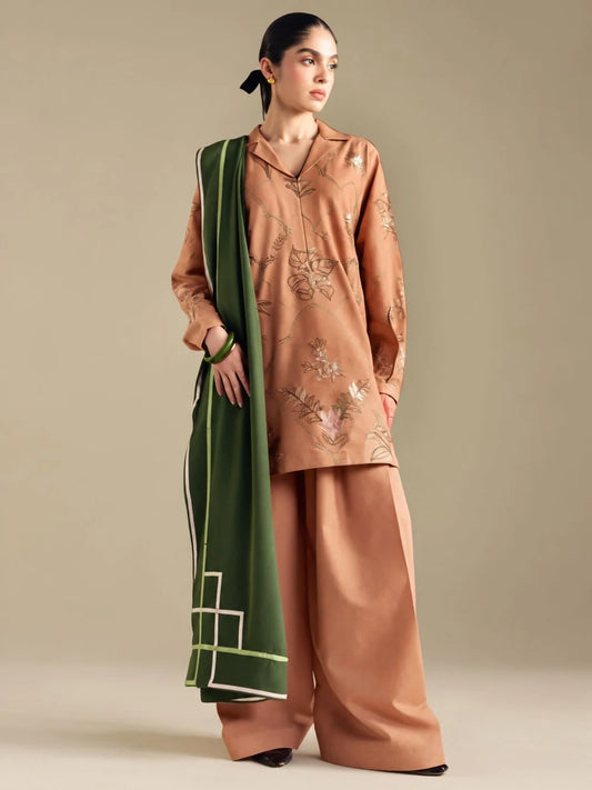 Dhanak 3pc unstitched embroidered winter collection suit