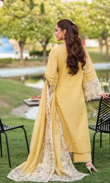 Unstitched Embroidered DHANAK 3 Piece Chikn kari Suit Embroidered SHAWL - DANDELION