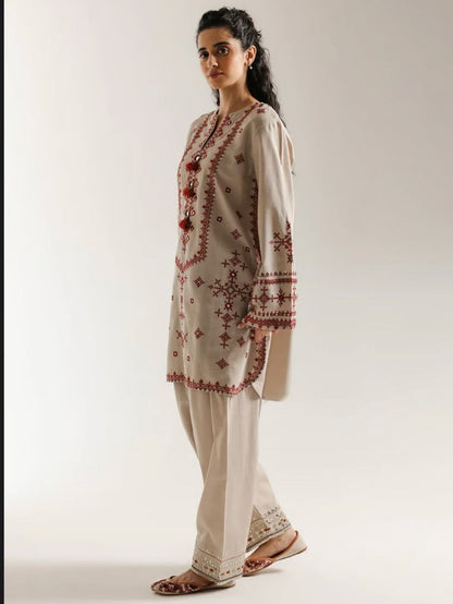 Lawn 2pc usntitched summer collection embroiered suit