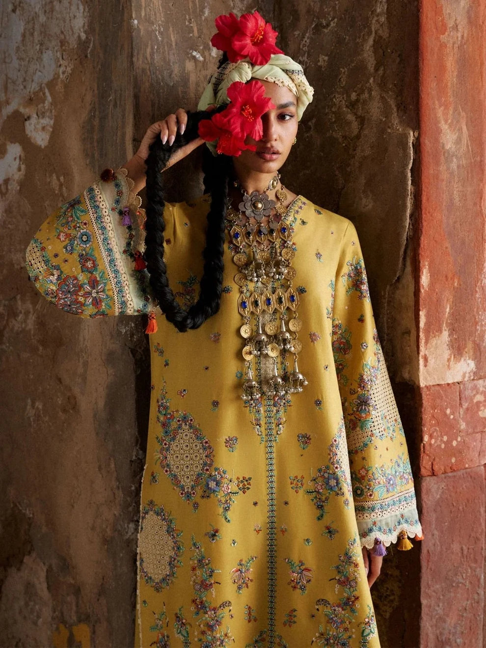 Dhanak 3pc unstitched winter collection embroidered suit