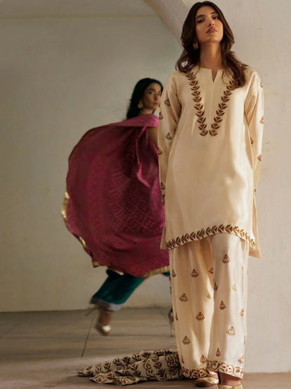 Dhanak 3pc unstitched embriodered winter collection suit