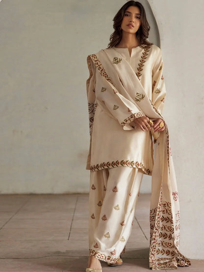 Dhanak 3pc unstitched embriodered winter collection suit