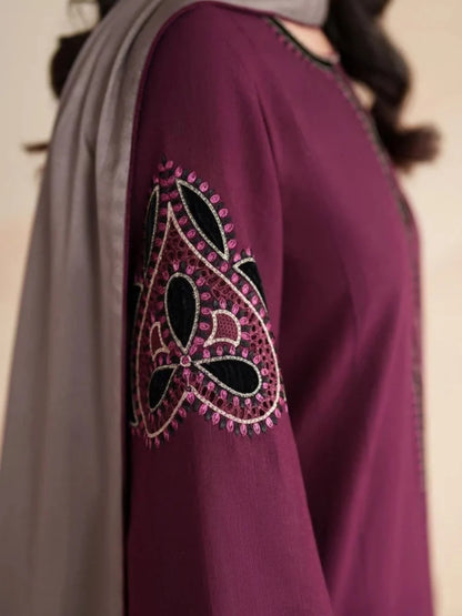 Dhanak 3pc unstitched winter collection embroidered suit