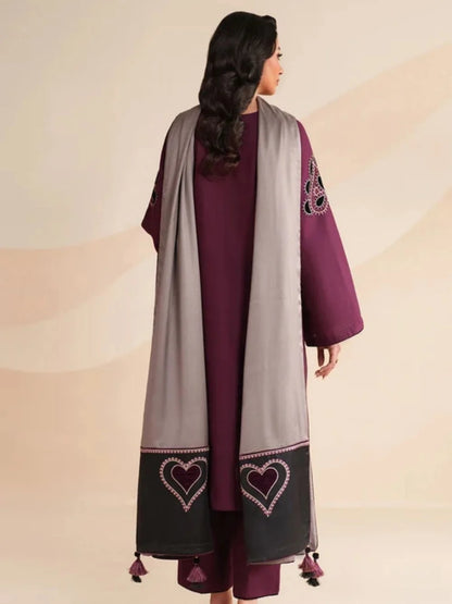 Dhanak 3pc unstitched winter collection embroidered suit