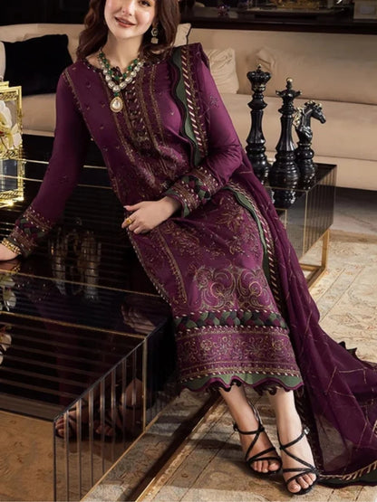 Dhanak 3pc unstitched embroidered winter collection suit