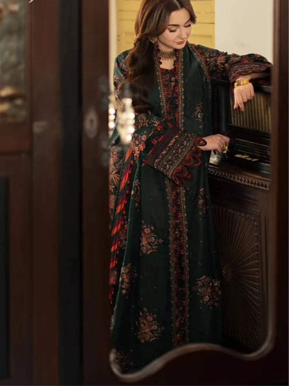 Dhanak 3pc unstitched winter collection embroidered suit