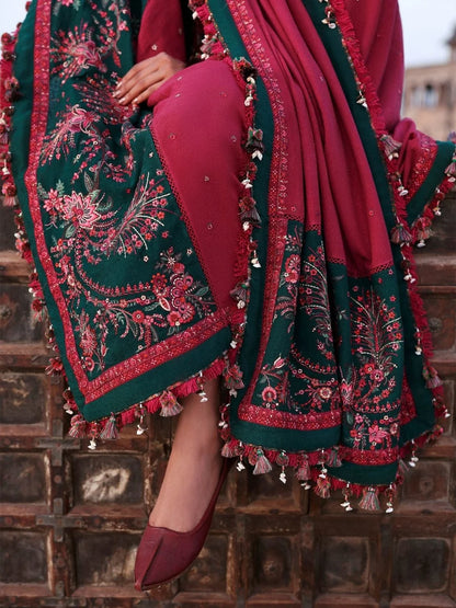 Dhanak 3pc unstitched winter collection embroidered suit